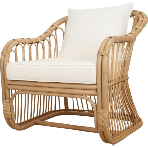 Maeva Accent Arm Chair in Natural Rattan & Neutral Fabric